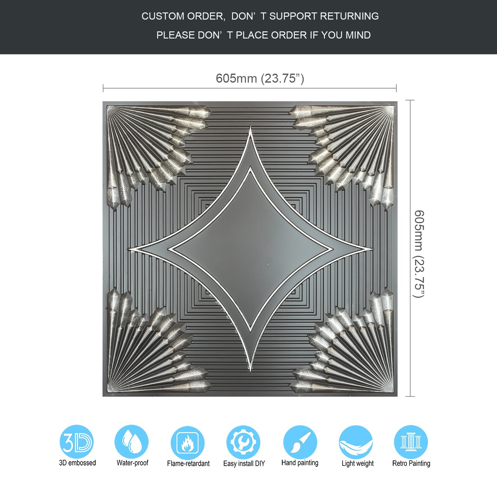Embellished ceiling tiles Decorative pvc panels for Store Entrance PL81 10pcs