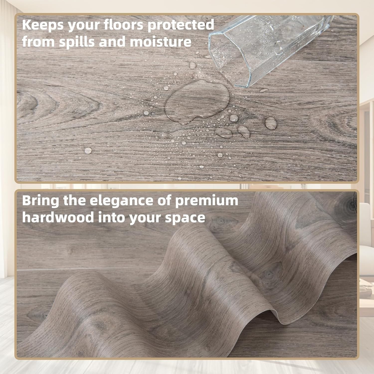 15 Sq ft Peel and Stick Wood Vinyl Floor Tiles 10-Pack Waterproof Teak Finish