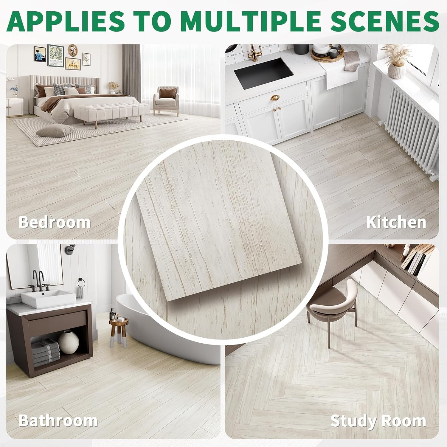 18 Sq Ft Vinyl Peel and Stick Floor Tiles 36×6 Inch Rustic White Self Adhesiv…
