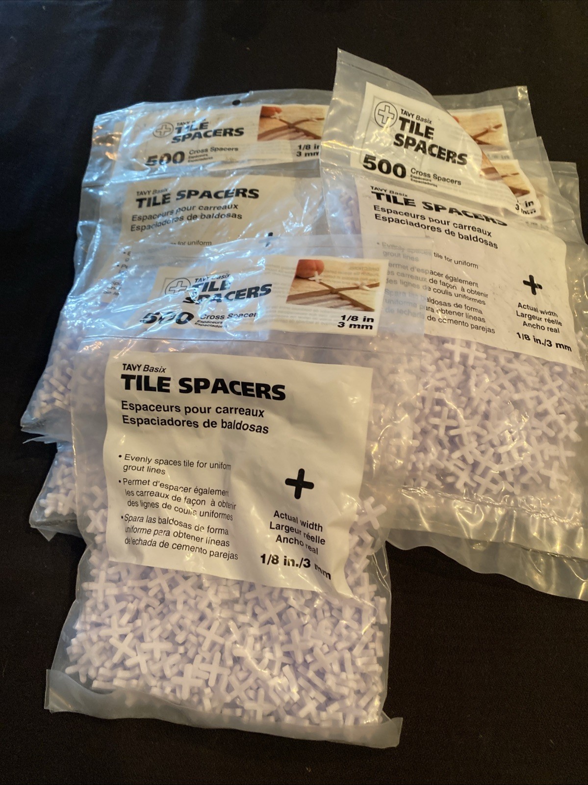 Tavy Basix Cross Tile Spacers 1/8″ 500/ package – Lot of 7 packages