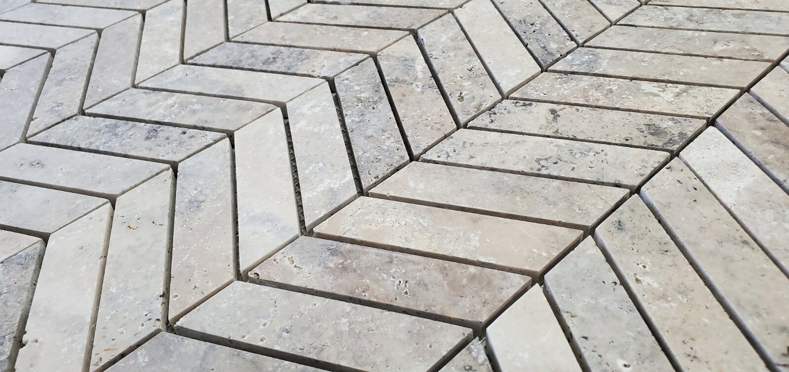 Chevron Latte Honed Travertine Mosaic Tile