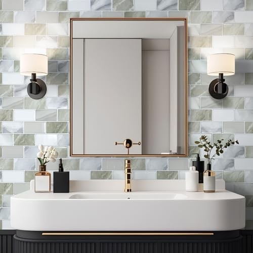 Art3d Peel and Stick Beige & White Wall Tiles – 12″x12″ Thickened Design Back…