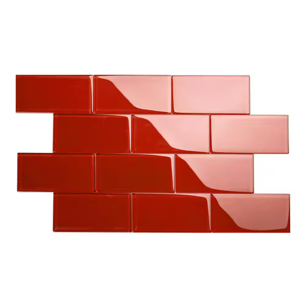 Ruby Red 3 In. X 6 In. X 8 Mm Glass Subway Wall Tile (5 Sq. Ft./Case)