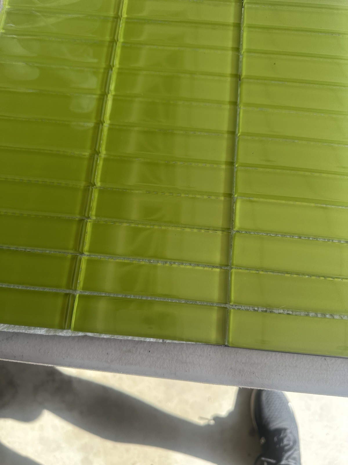 Lime Green Glass Mosaic 1×4 Inch Rectangle Tile Backsplash Kitchen Bath Wall