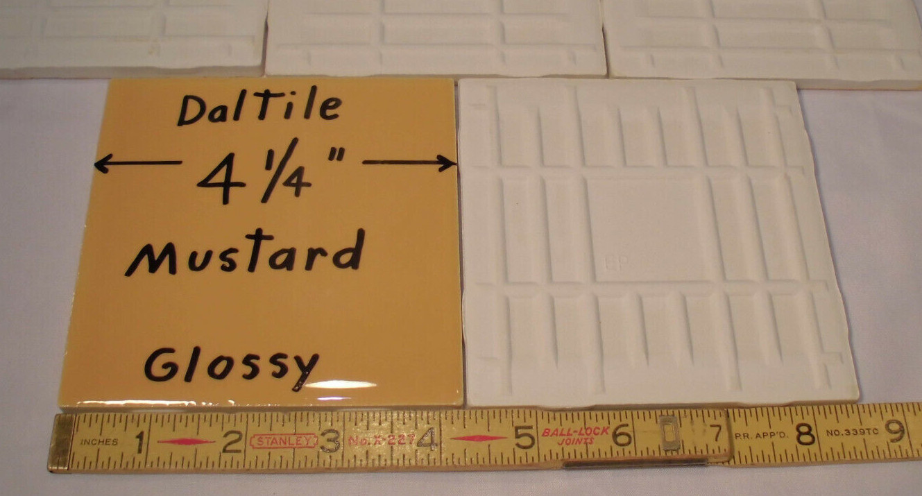 1 pc. *Mustard* Glossy Ceramic Tile by Daltile; 4-1/4″ New Stock, Yellow-Gold