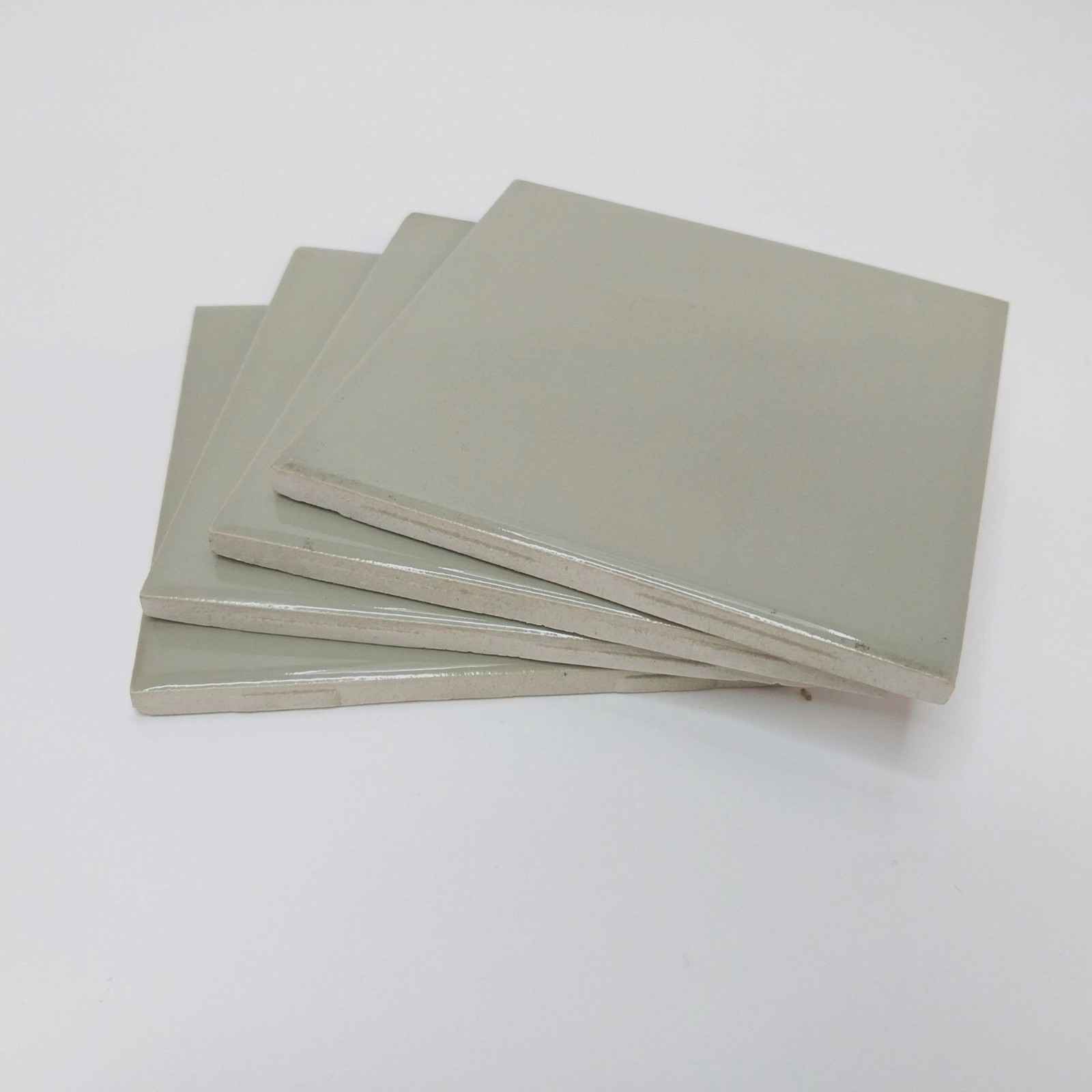 Vintage Wenczel Ceramic Wall Tile 4.25″ Square Seafoam Sage Light Green Glossy