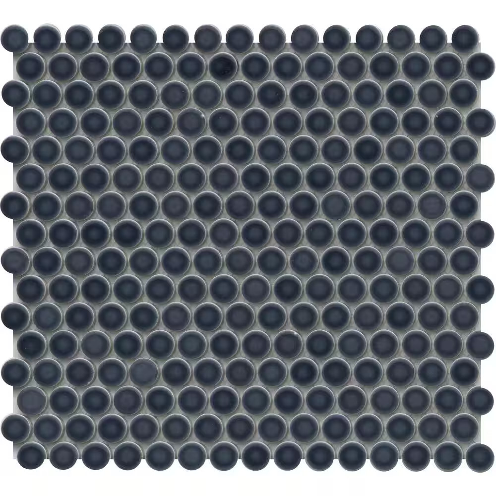 Savvy Navy 11 In. X 12 In. Penny Glossy Porcelain Mosaic Floor and Wall Tile (0.