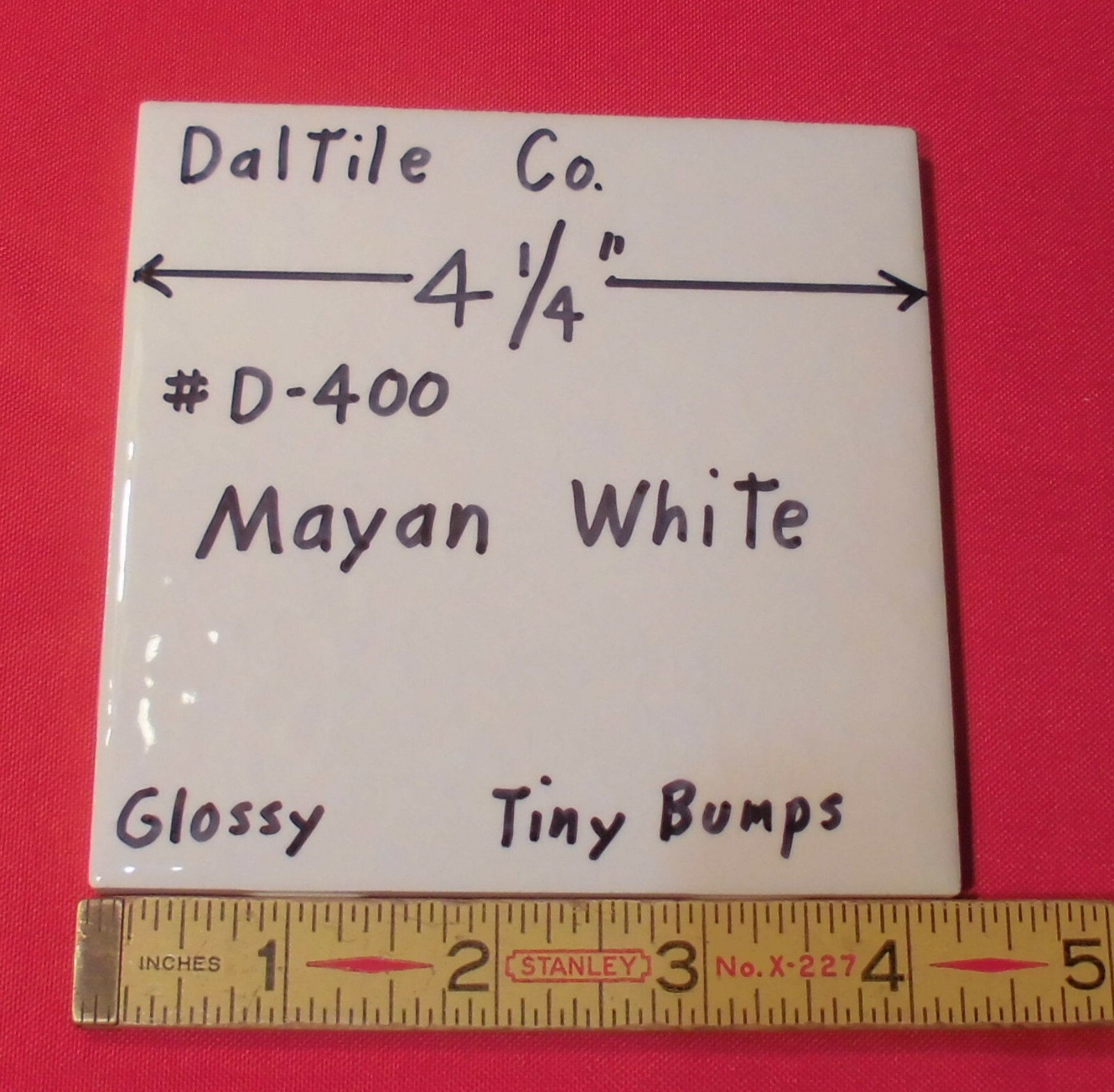 1 pc. Mayan White: Glossy Ceramic Tile by Daltile 4-1/4″ Tiny Bumpy, Dimple NEW