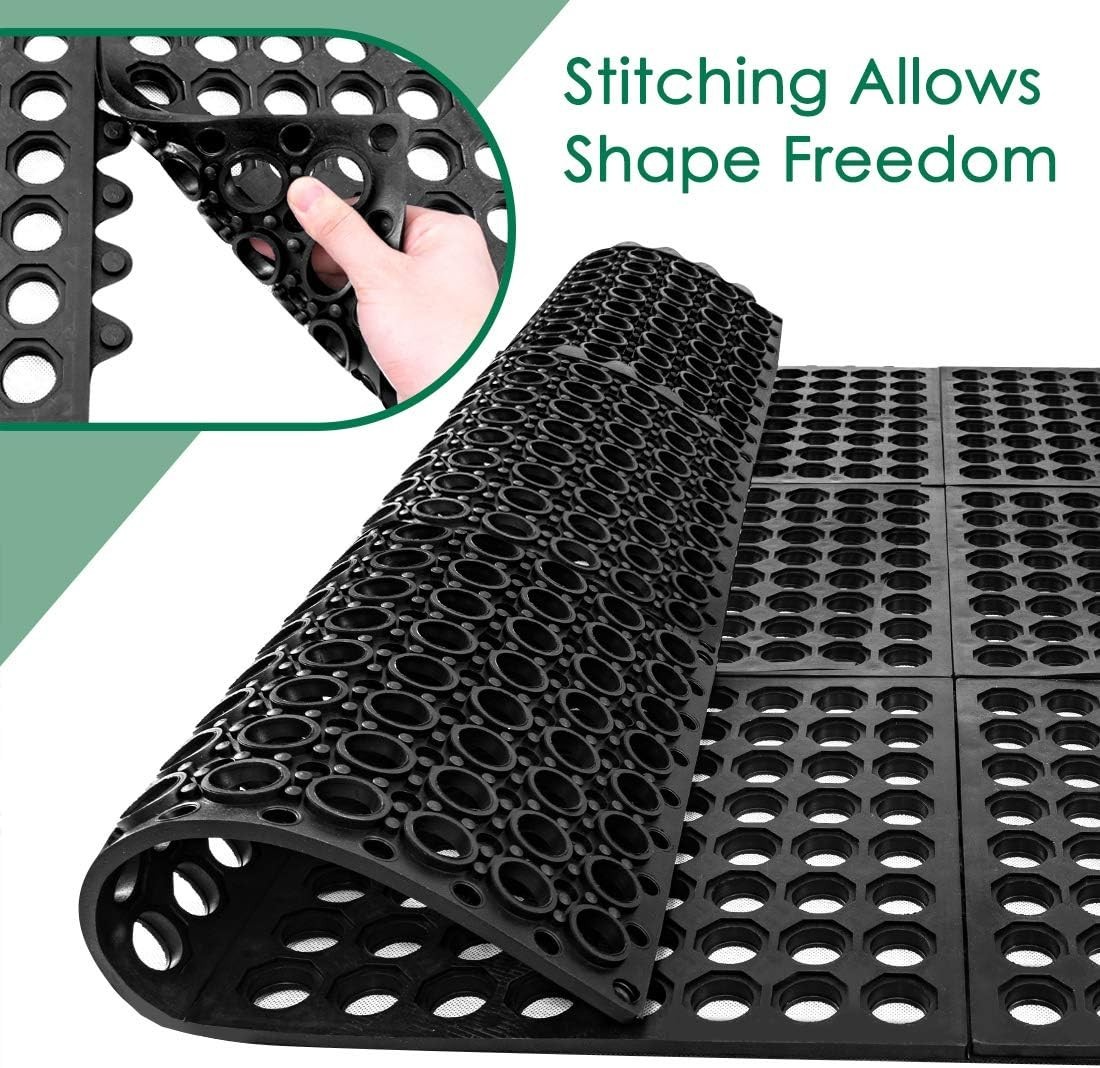 9 Pack 11.8″ x 11.8″ Modular Rubber Interlocking Floor Tiles Kitchen Shower pool