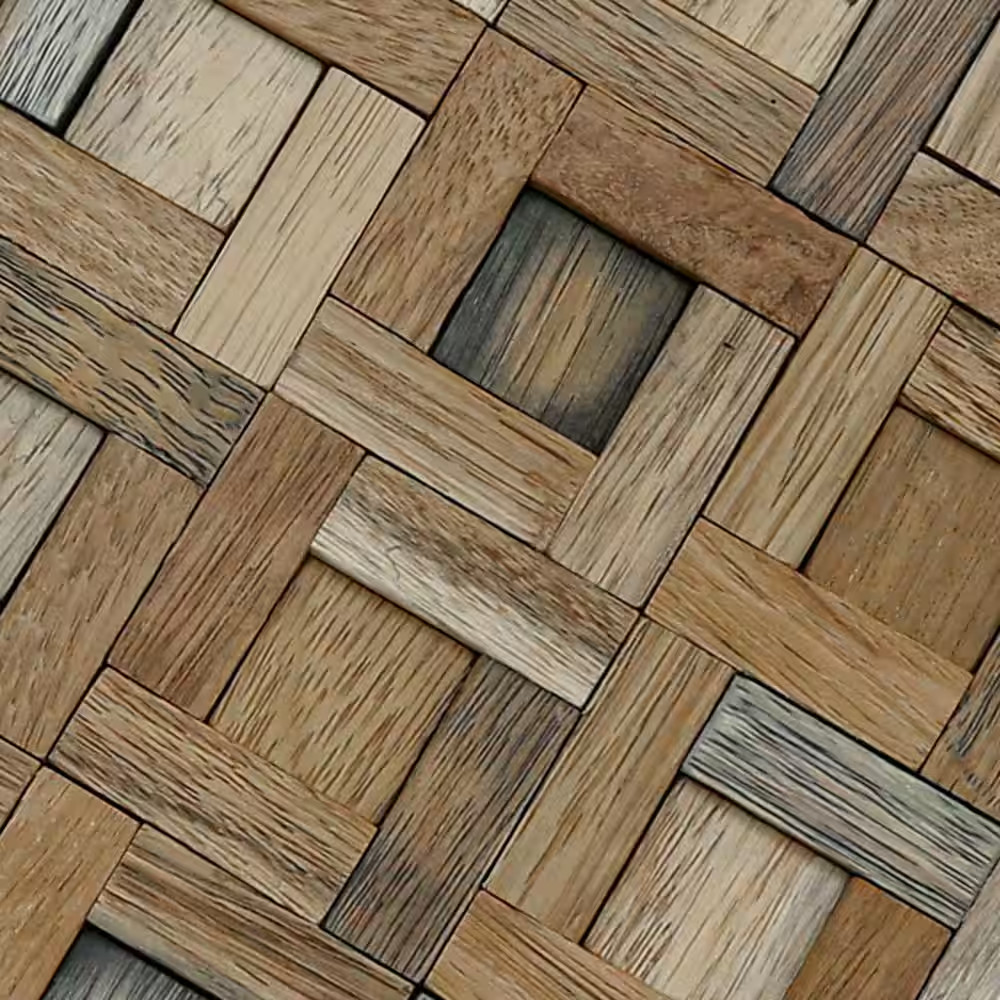 11-7/8 In. X 11-7/8 In. X 3/4 In. Freeport Boat Wood Mosaic Wall Tile Natural (1