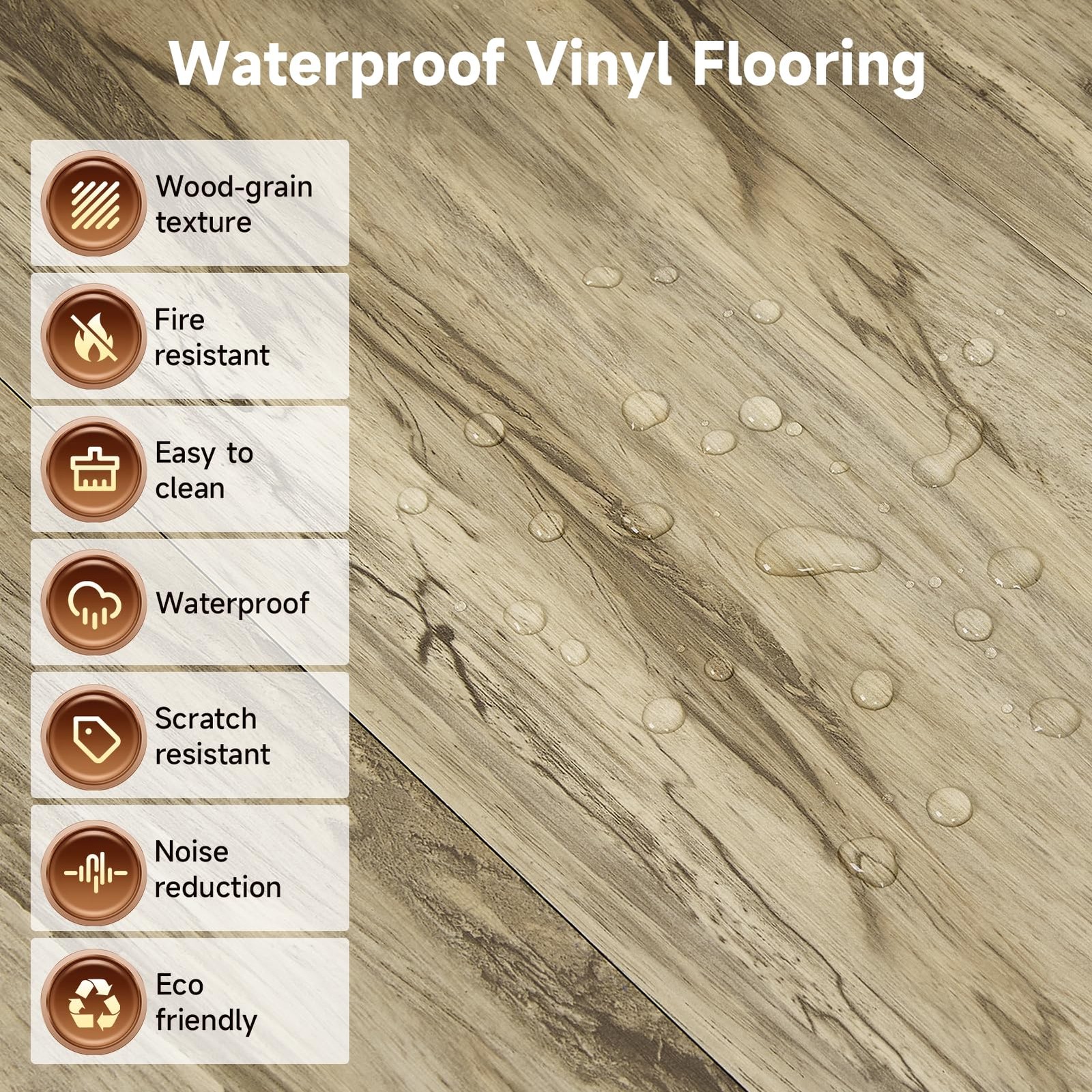 Peel and Stick Vinyl Flooring, 36-Pack 54 Sq.Ft Wood Grain Waterproof Rigid C…