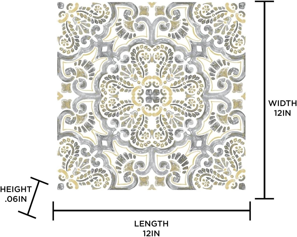 Stylish Antico Peel & Stick 12″ Vinyl Floor Tiles – Easy Installation – 10 Count