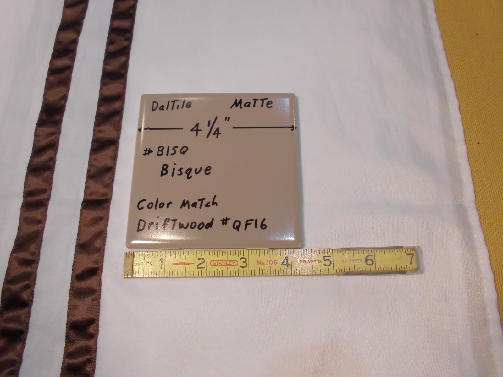 1 pc. Bisque Matte Ceramic Tile by Daltile #BISQ: 4-1/4″ Light Brown, NEW