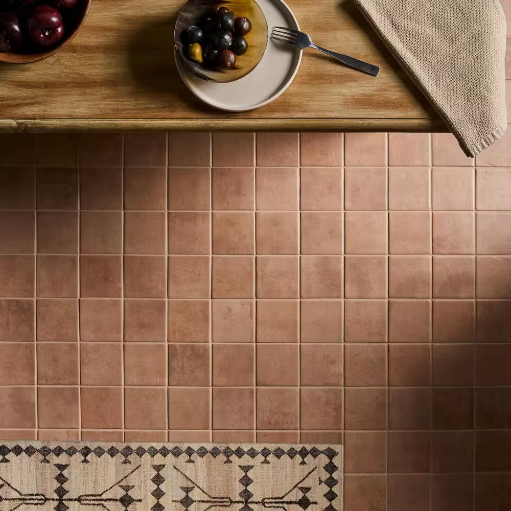 Casablanca Terracotta 3.39 In. X 3.93 In. Square Matte Porcelain Floor and Wall