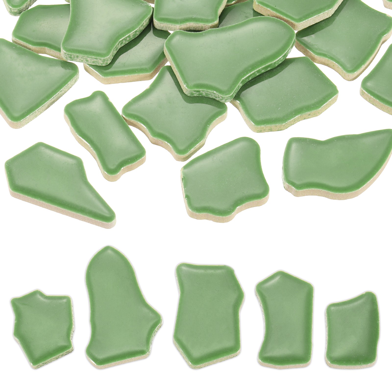 250g/0.55LB Irregular Ceramics Mosaic Tiles 0.79″-1.57″ Mosaic Tile Green
