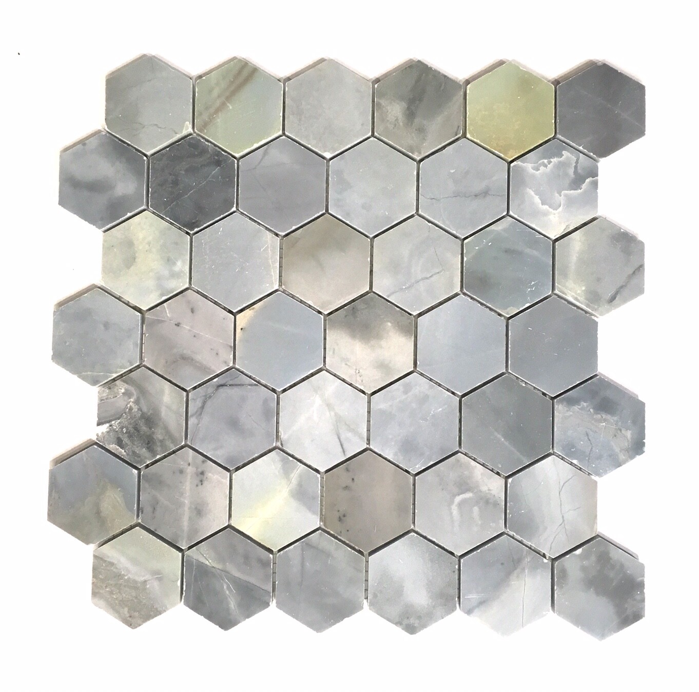 Genoa Blue 2″ Hexagon Polished Marble Mosaic Wall And Floor Tile Backsplash Bath