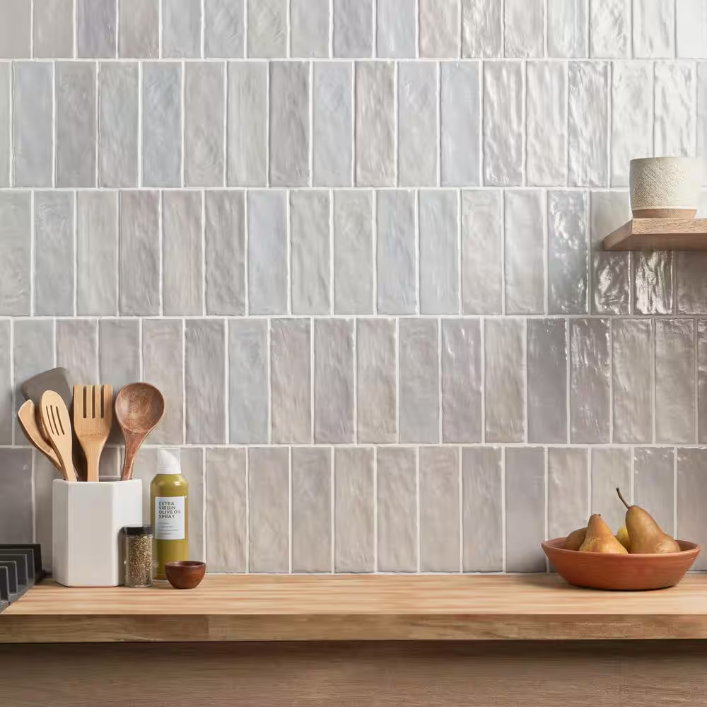 Amagansett Fog Gray 3 In. X 8 In. Mixed Finish Ceramic Subway Wall Tile (5.38 Sq