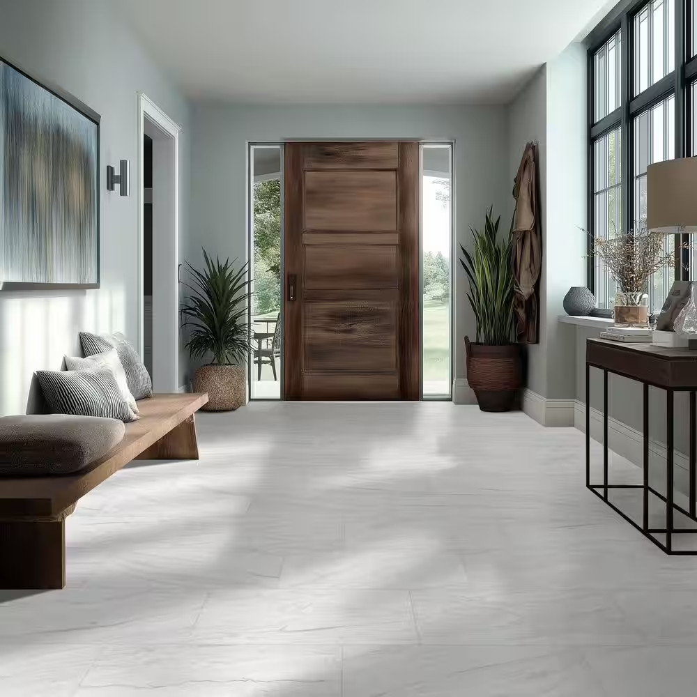 Vigo White 12 In. X 24 In. Matte Stone Look Ceramic Floor and Wall Tile (16 Sq.