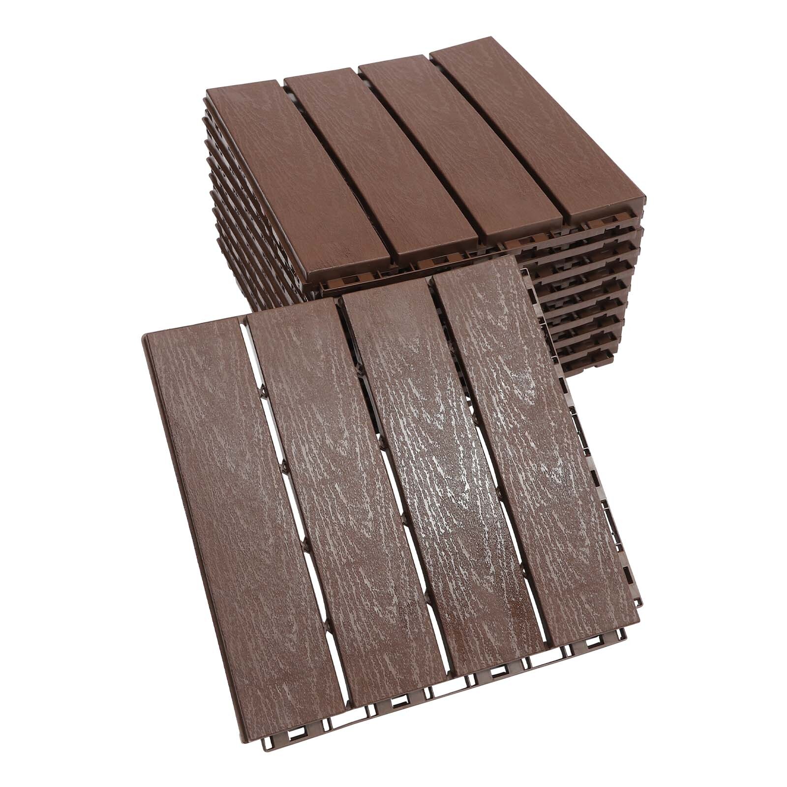 12Pcs Plastic Interlocking Deck Tiles 12×12 in Outdoor Patio Flooring Waterproof