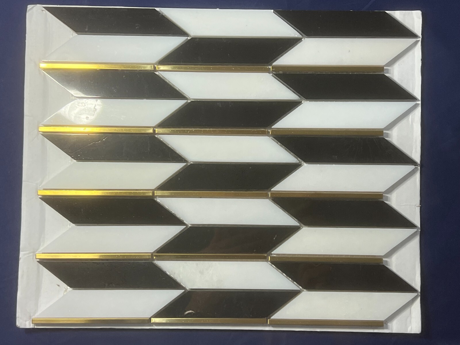 S5 Carrara White Black Golden Marble Stone Mosaic Tile Kitchen Bathroom Polished