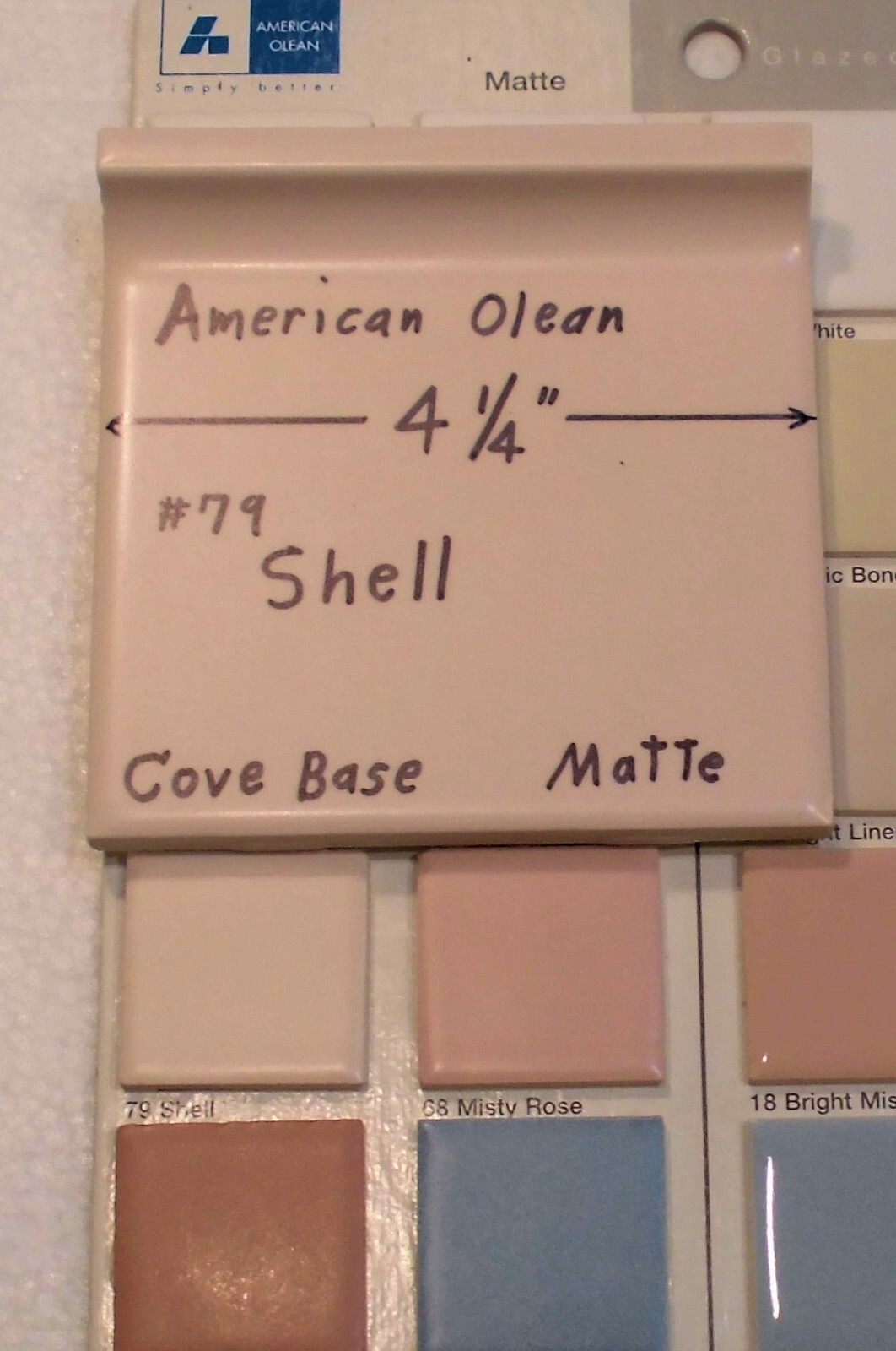 1 pc. Shell #79 Flat Top; base/cove Ceramic Tile; 4-1/4″ American Olean: Pinkest