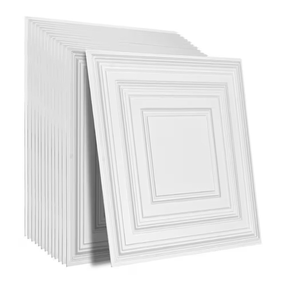 Drop Ceiling Tiles Premium PVC Sheet, White 2 Ft. X 2 Ft. Standard Ceiling Tile