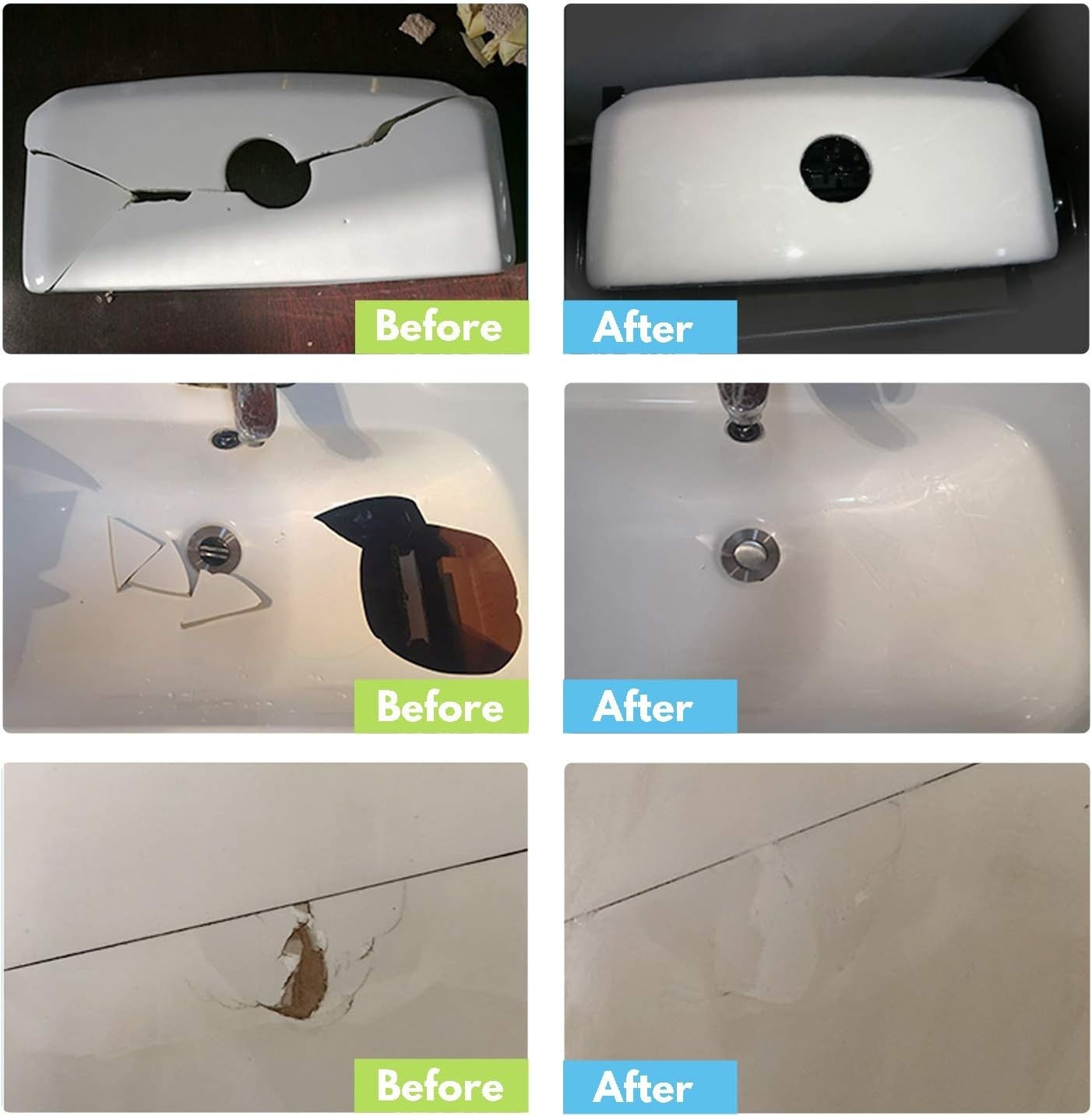 Tub and Tile Repair Kit White Porcelain Ceramic Acrylic Fix Chips Cracks Dents