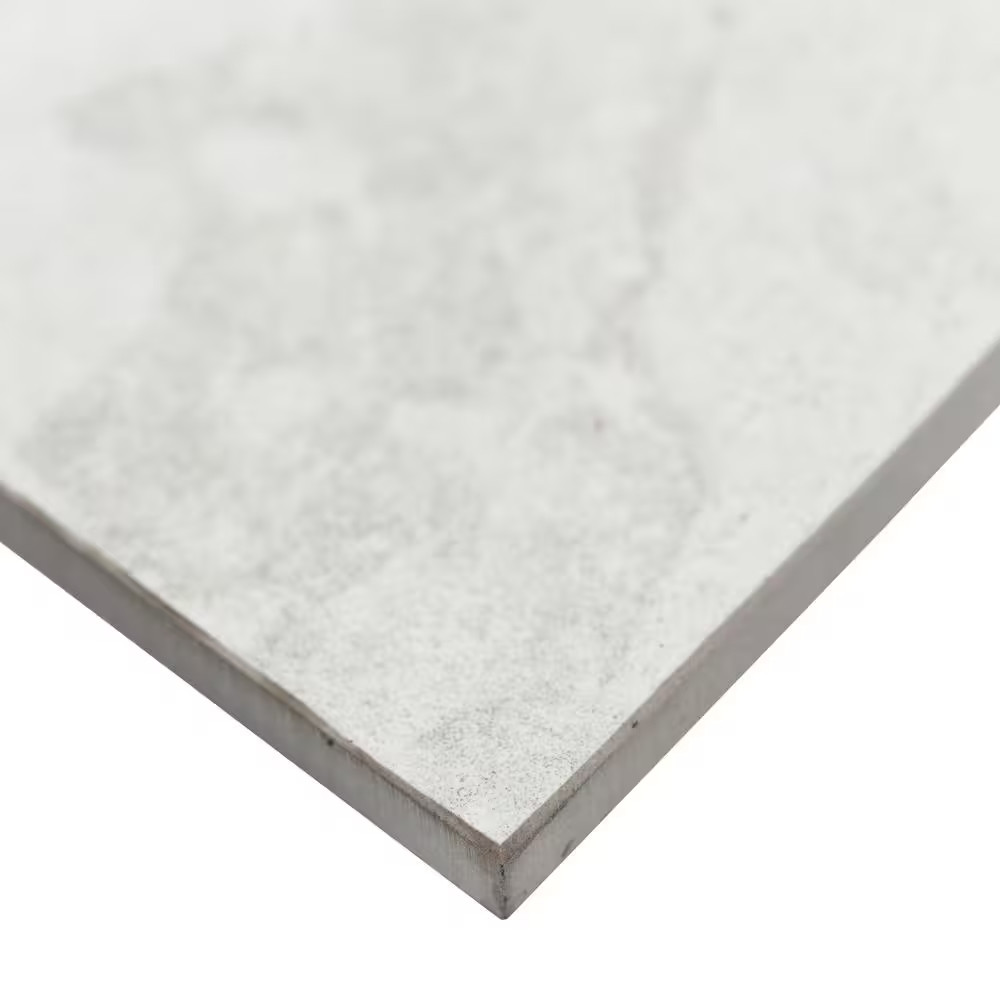 Quartz White 24 In. X 24 In. X 0.39 In. Matte Porcelain Quartzite Look Floor and