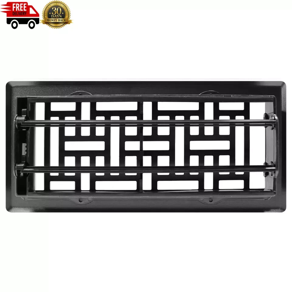 8 PACK! Manor House Designer Black Floor Registers Easy Install Airflow Control