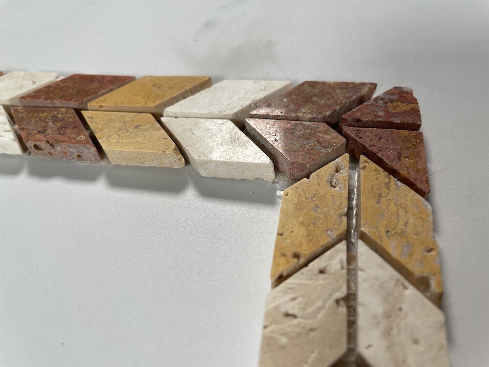 B0004P Marble Mosaic Border Listello Accent Tile Arrow Gold 1.2×8.3 Polished