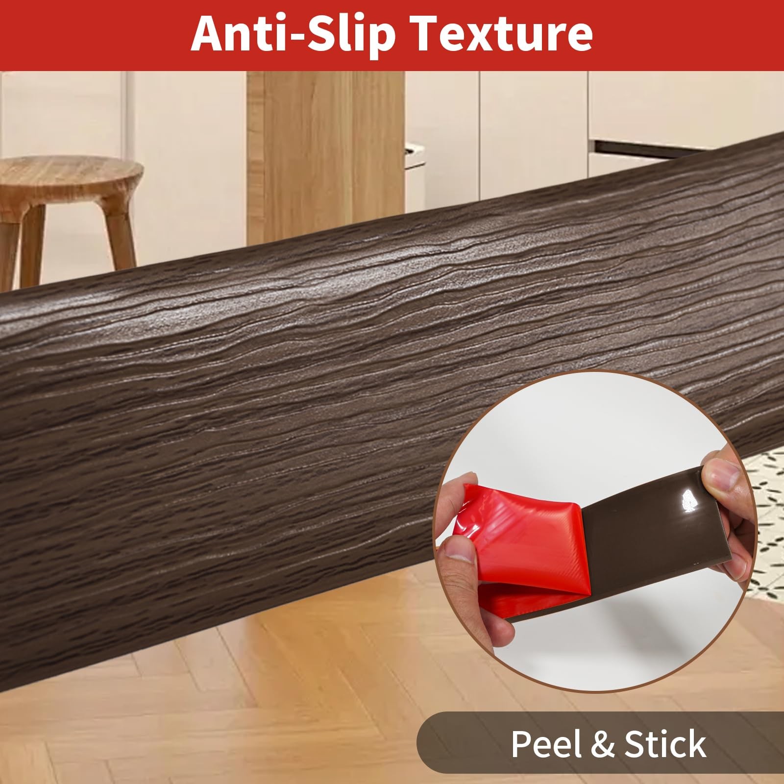 Vinyl Floor Transition Strip Self Adhesive 2 Inch Wide, Non-Slip Waterproof F…