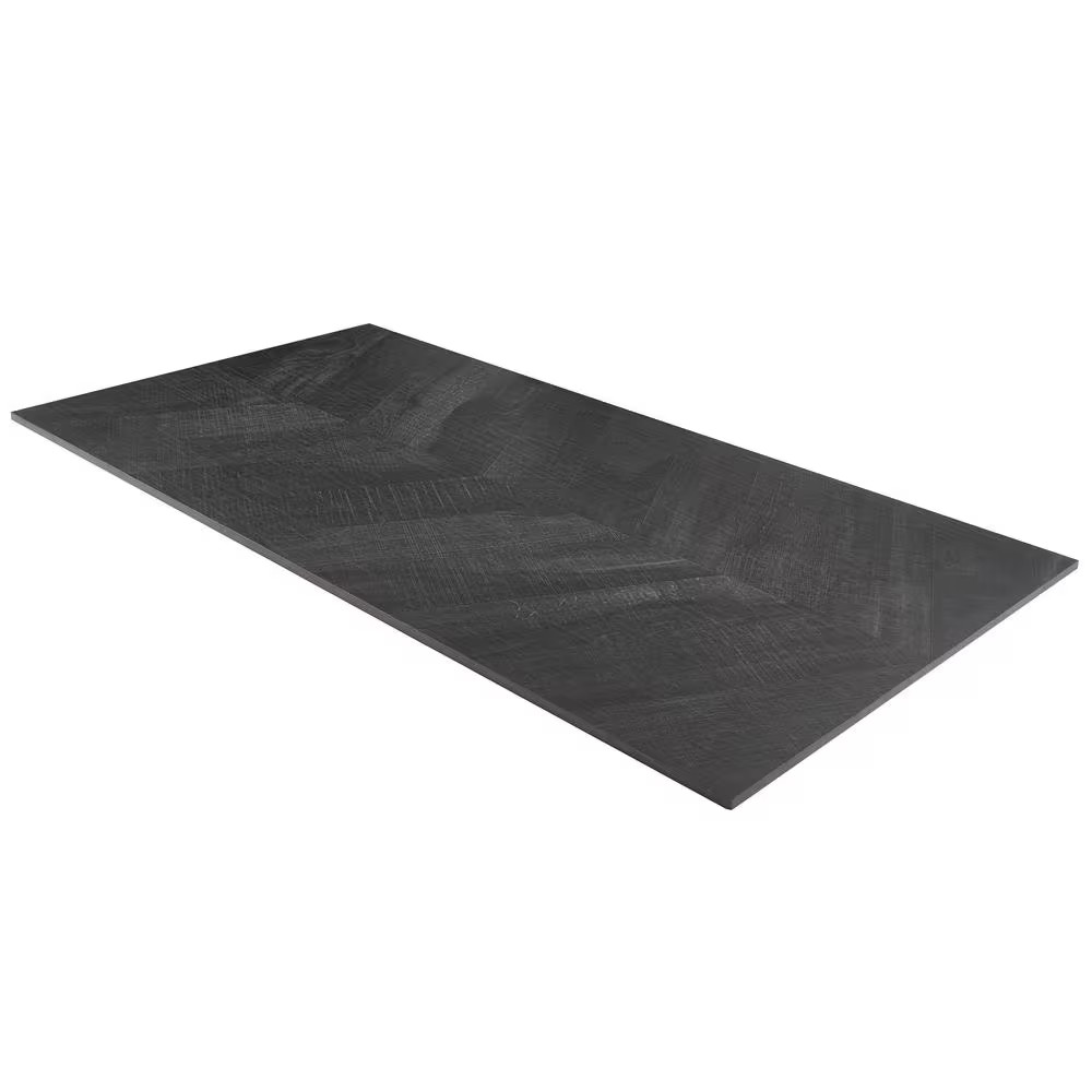 Montgomery Chevron Black 24 In. X 48 In. Matte Porcelain Floor and Wall Tile (15