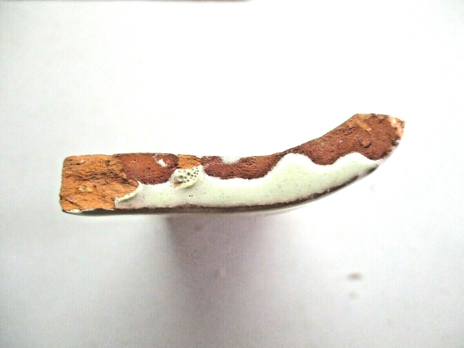 1 Tile Terracotta 4″x2 Radius Curved Wall Cap Outside Corner Flower Handmade Vtg