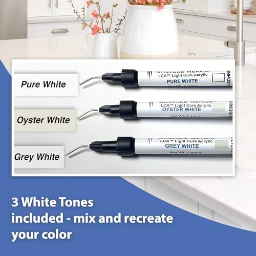 Quartz Countertop Repair Kit – White Chip Fix for Marble, Granite, Acrylic, Porc