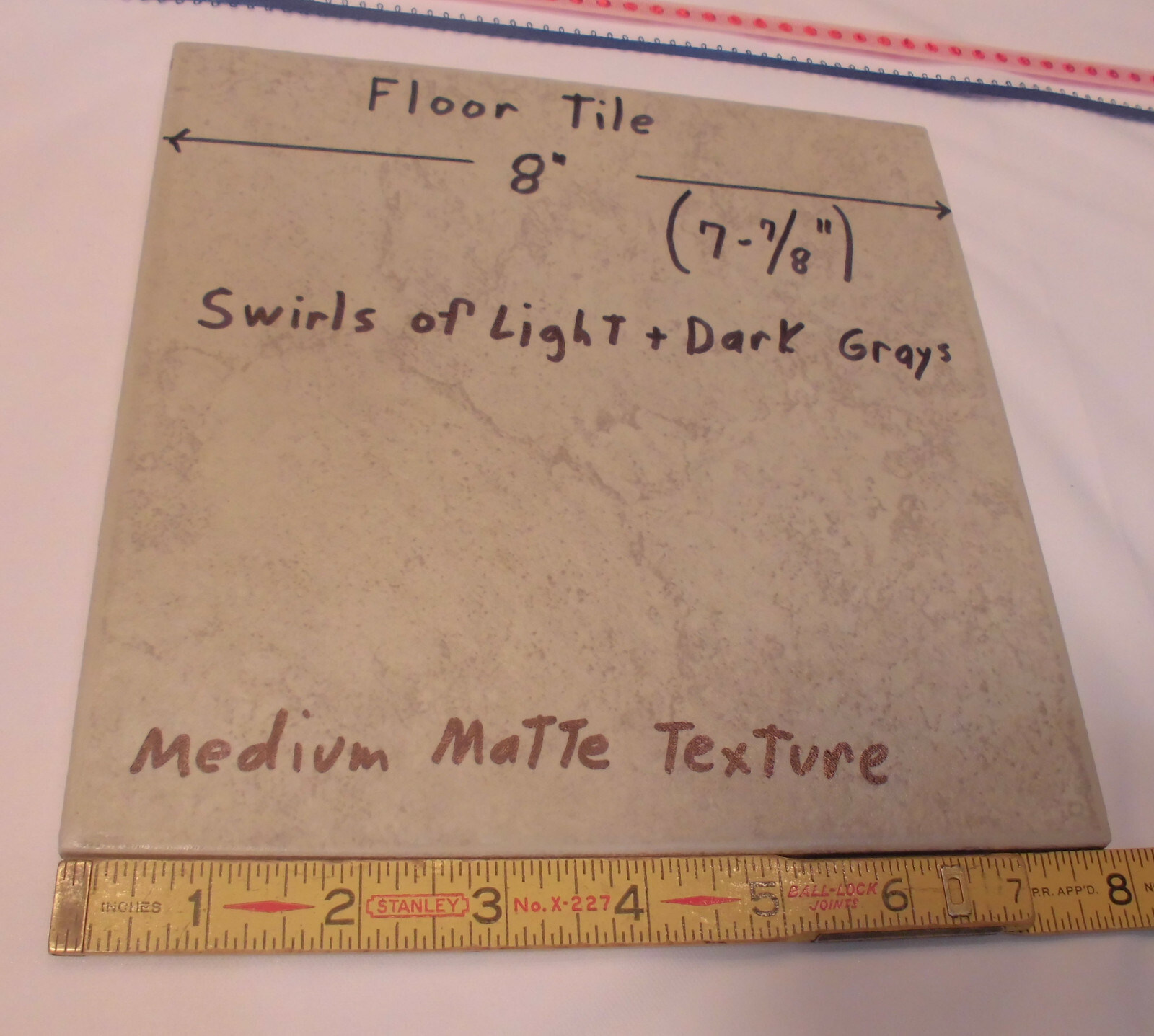 1 pc. Porcelain/Ceramic 8″ Floor Tile; Light & Dark Grays; Medium Textured NEW