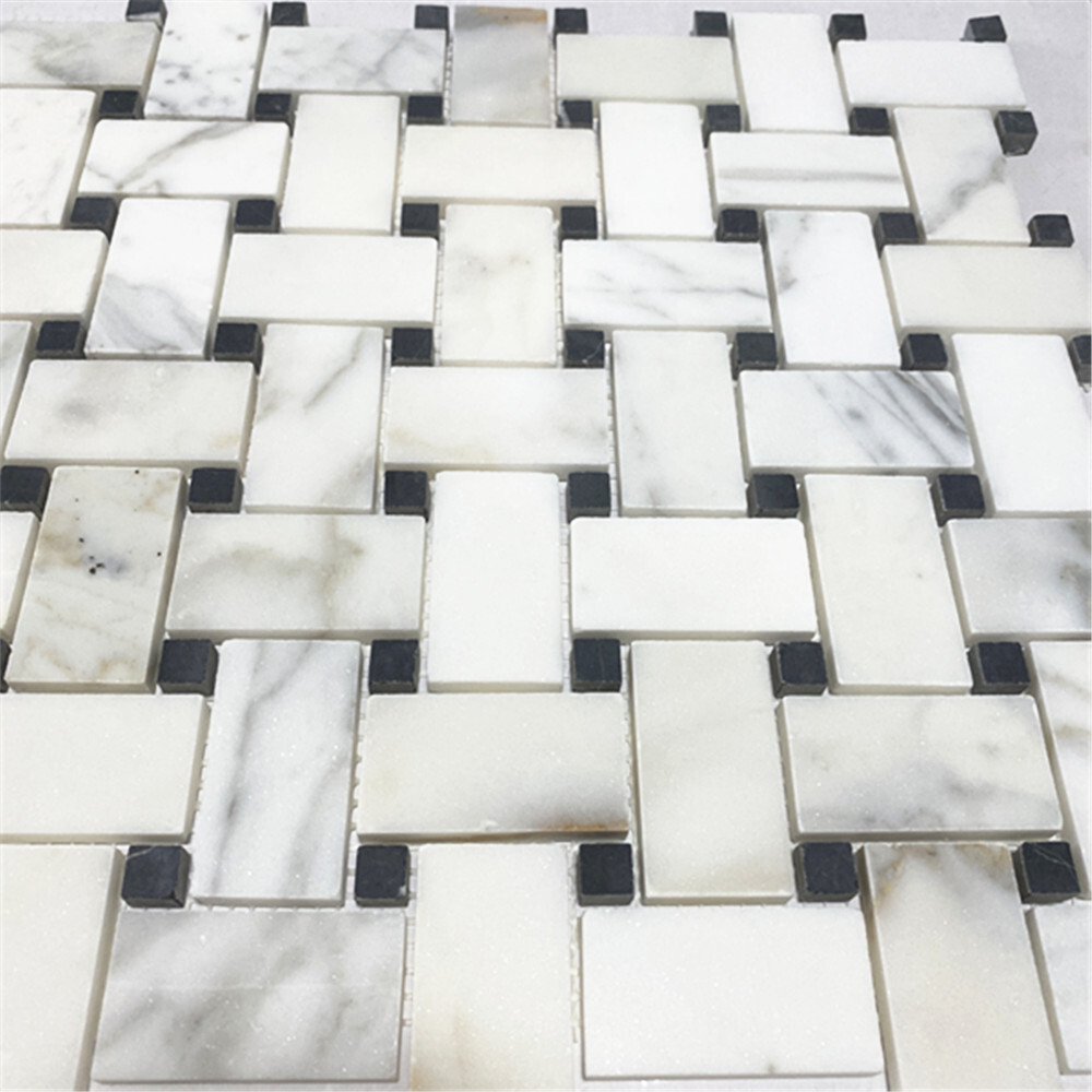 L651XH Basketweave Statuary Statuario White Marble 1×2 Mosaic Tile Honed
