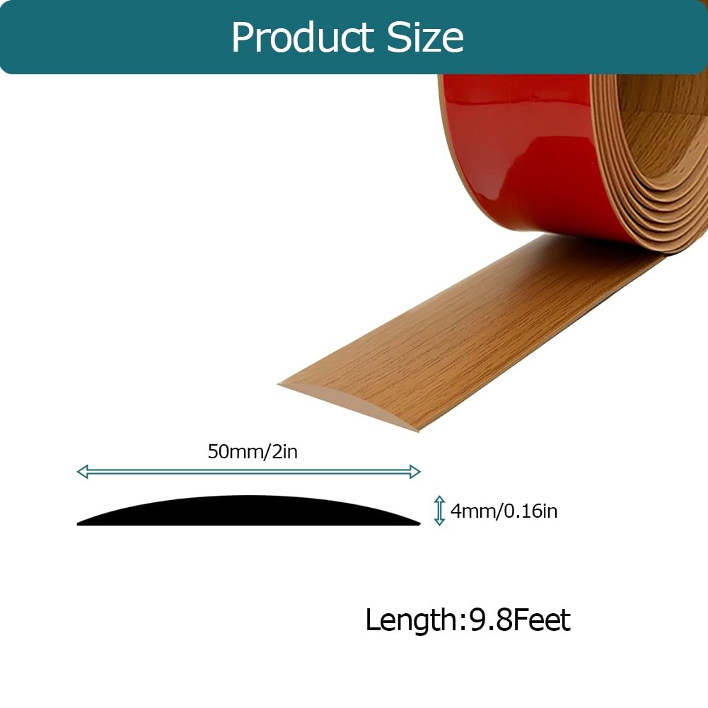 Tintvent Floor Transition Strip, Self-Adhesive Vinyl Flooring 10Feet, Brown