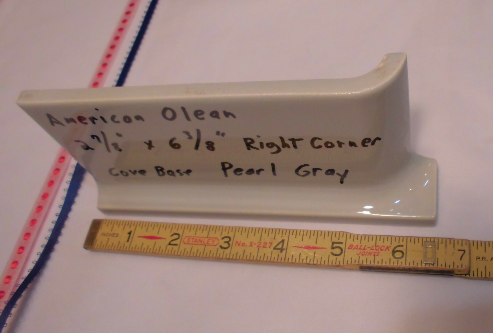 1 pc.*Gray* stack-tile-on-top cove/base, Ceramic Right Corner; American Olean