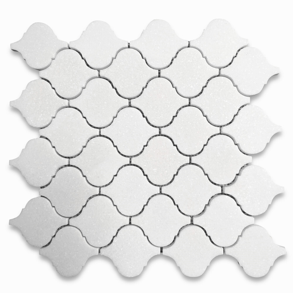 T892H Thassos White Marble Honed Arabesque Baroque Lantern Mosaic Tile