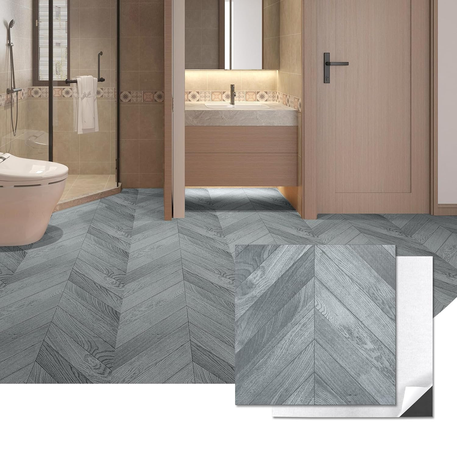 Peel and Stick Vinyl Floor Tiles 30-Pack 12 X 12 Inch, Self Adhesive Waterproof