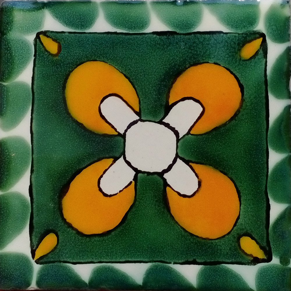 #C114) Mexican Tile sample Ceramic Handmade 4×4 inch, GET MANY AS YOU NEED !!