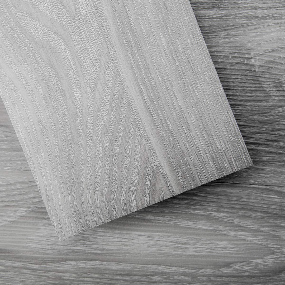 Peel and Stick Floor Tile Vinyl Wood Plank 36-Pack 54 Sq.Ft, Light Grey, Rigid S