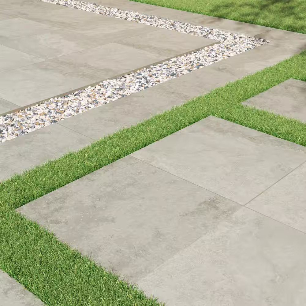 Argento Travertino 2 Cm. X 24 In. X 24 In. Matte Porcelain Stone Look Paver Tile