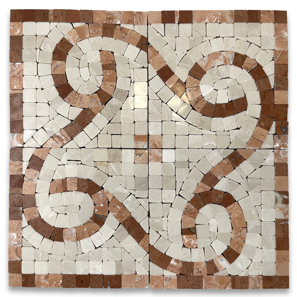 B0010CP Marble Mosaic Border Decorative Accent Tile Vine Rojo 4×4 Polished