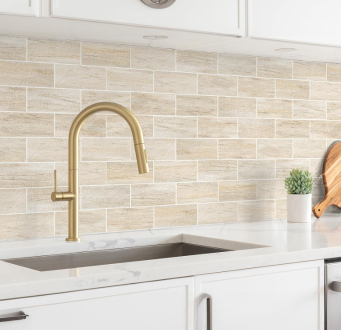 100pcs Peel & Stick Backsplash 3×6 PVC Subway Tile Grayish Beige