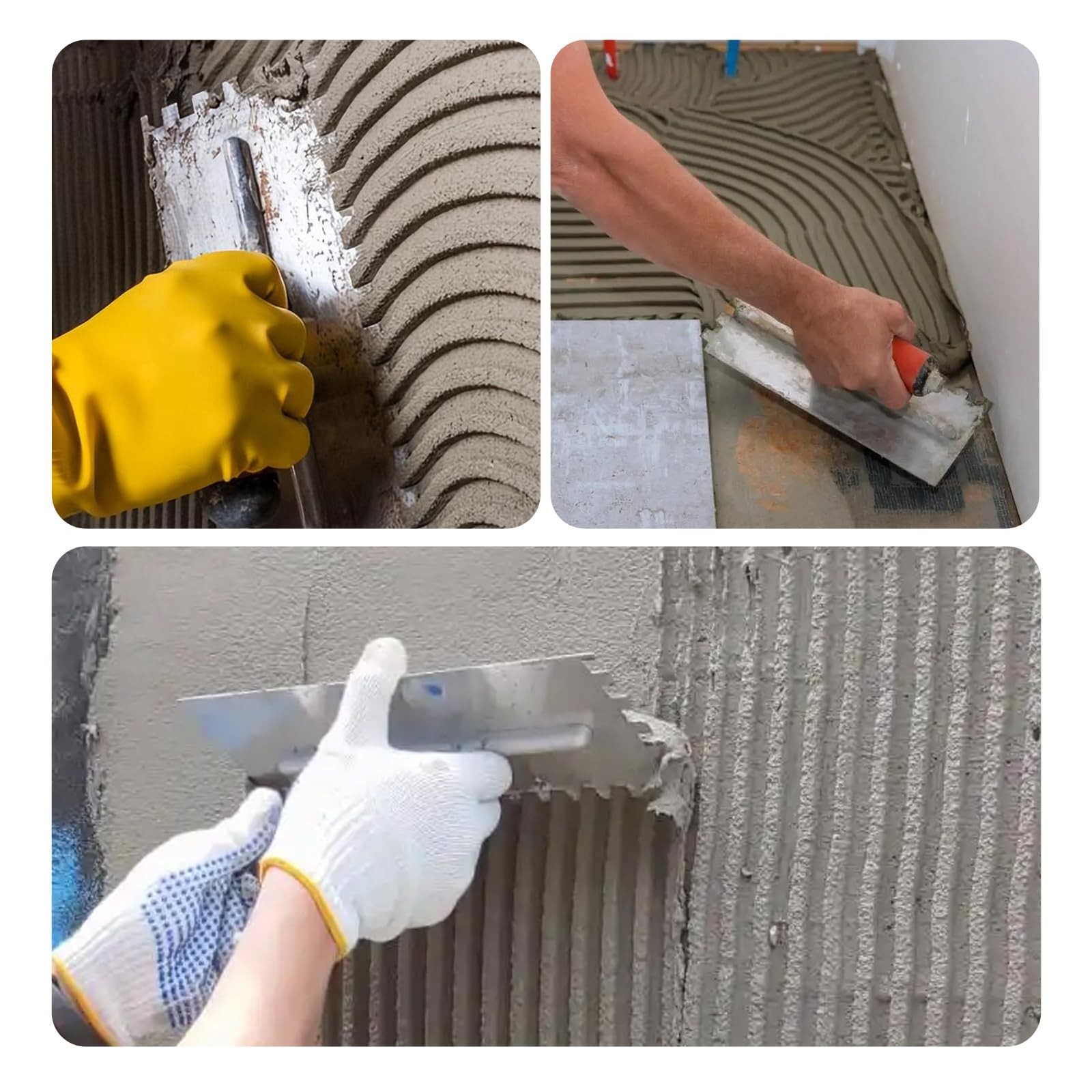 Square Notched Tile Trowel Set, with Rubber Grout Float,Grout Sponge and Work…