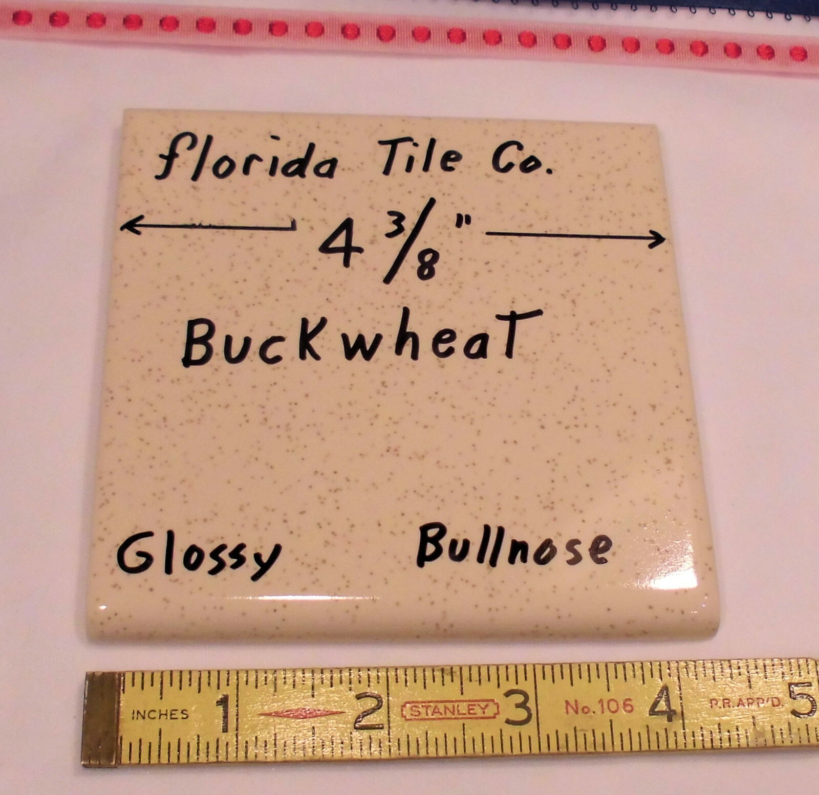 1 pc. *Buckwheat* Bullnose 4-3/8″ Glossy Ceramic Tile by Florida Tile Co. New