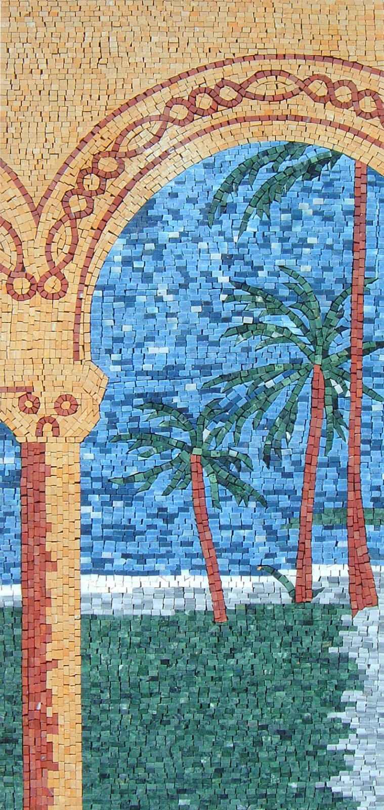 PALM TREE MOSAIC Tiles | Palm Trees In Desert Scenery Pattern Tiles For Home