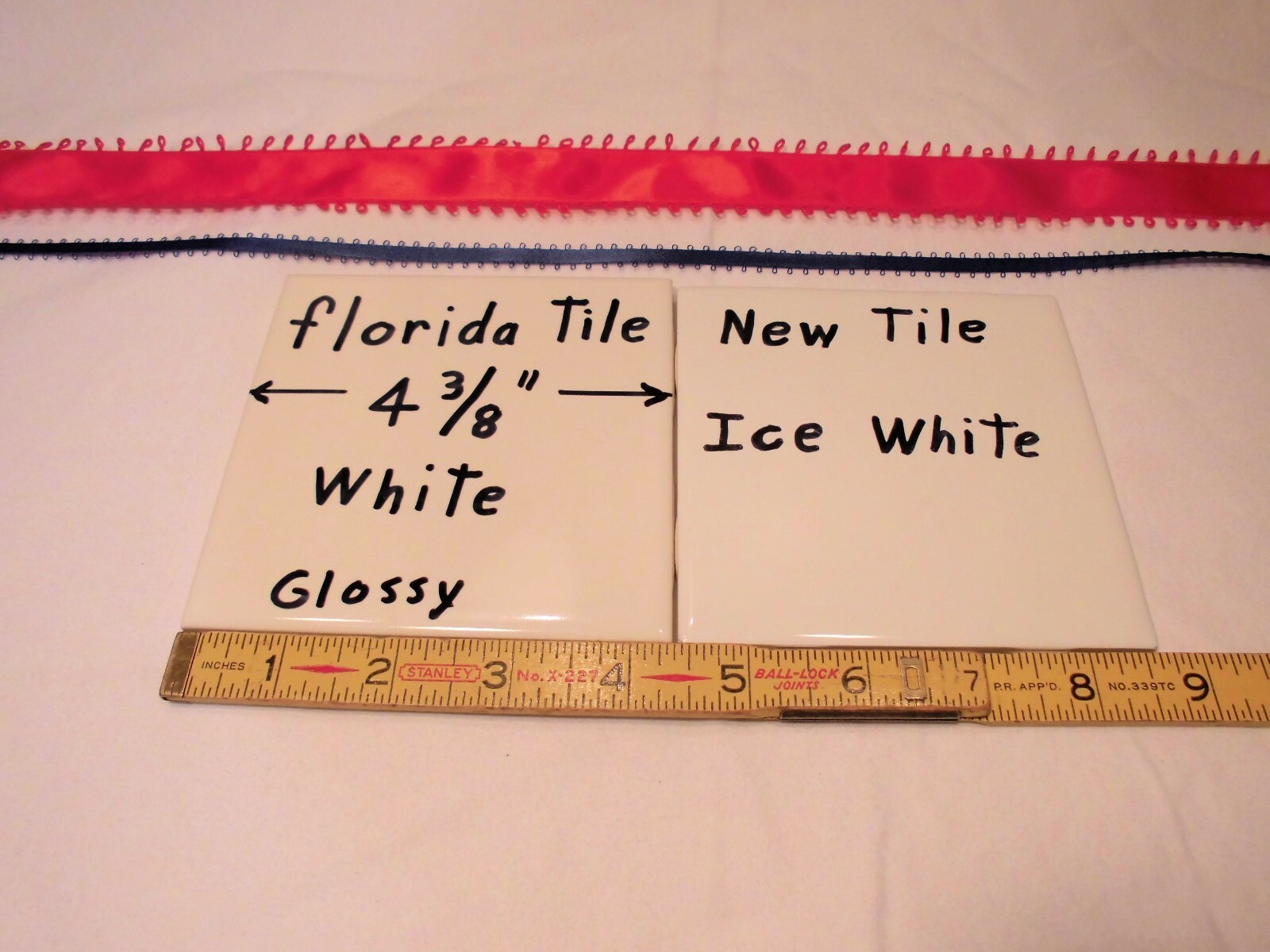 1 pc. 4-3/8″ #1 Glossy White Ceramic Wall Tile by florida tile Co. New Old Stock