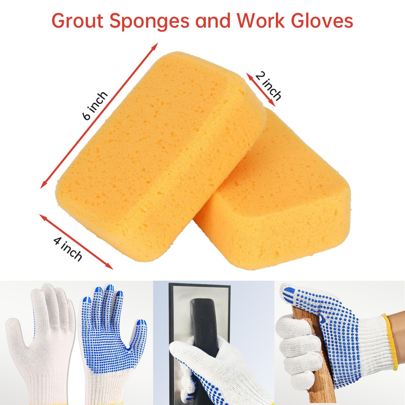 Square Notched Tile Trowel Set, with Rubber Grout Float,Grout Sponge and Work…